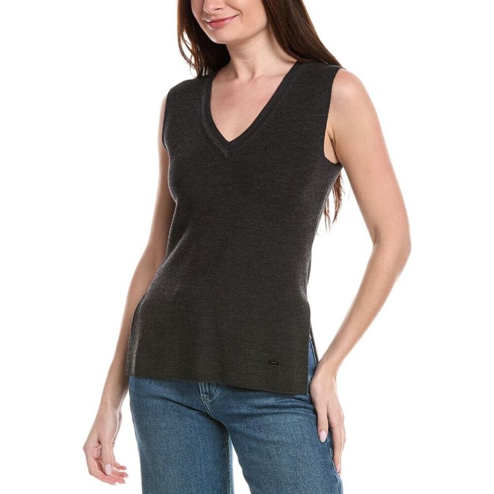Akris Womens  Wool-Blend Knit Tank Top, Grey